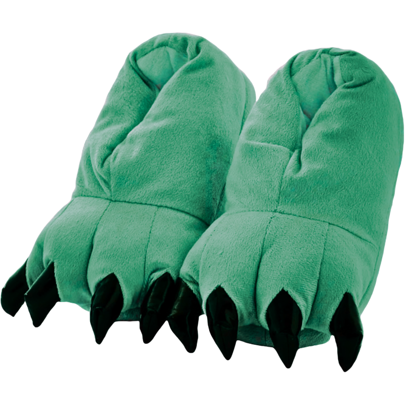 2) Grüne Krallen-Hausschuhe