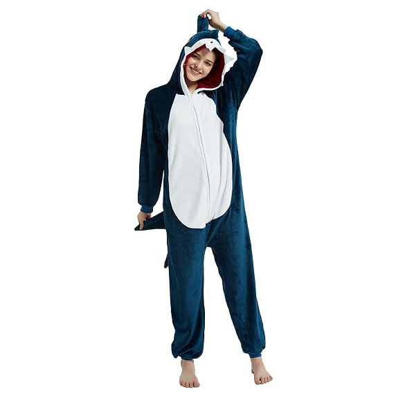 Dunkelblauer Shark Onesie
