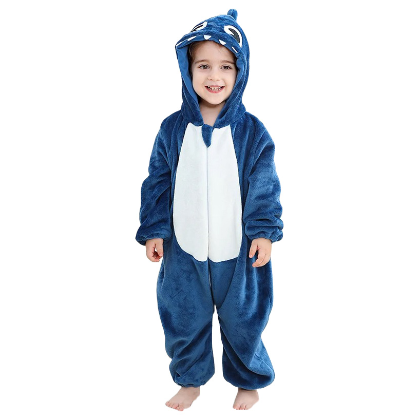 Kinder Dunkelblauer Shark Onesie