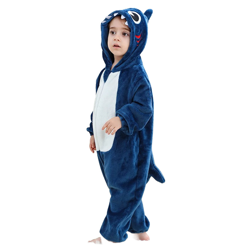 Kinder Dunkelblauer Shark Onesie