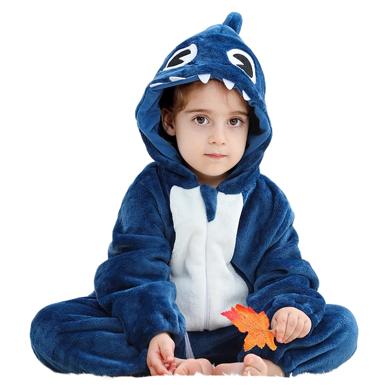 Kinder Dunkelblauer Shark Onesie