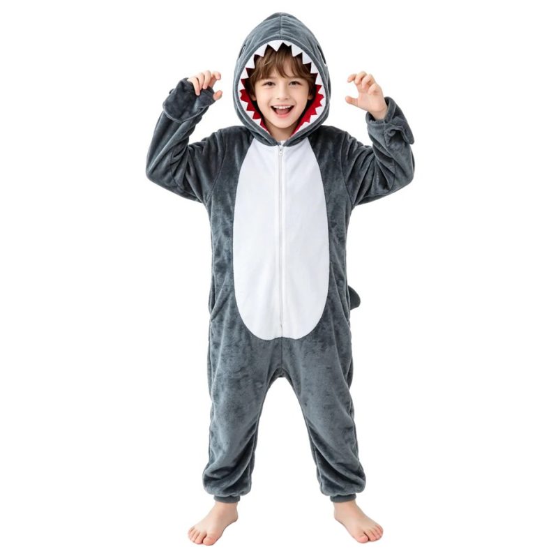 Kinder Grauer Shark Onesie