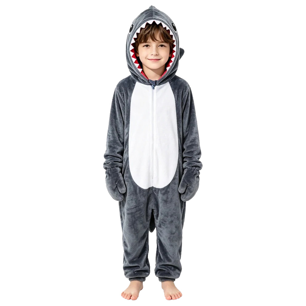 Kinder Grauer Shark Onesie
