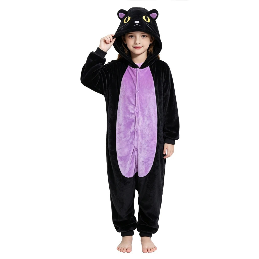 Kinder Schwarze Katze Onesie